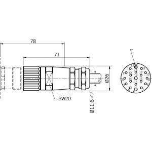 C-M23F19-19XDIFPU20,0-MA-092726 ANSCHLUSSLEITUNG GERADE