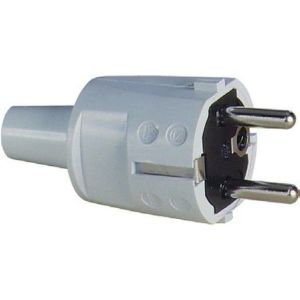 1418060, SCHUKO PVC-Stecker, grau, 2 Erdungssysteme