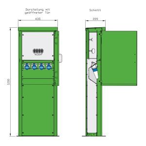 84301400 Satellitensäule mit 4 CEE-Abgängen 16A