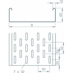 MKS 650 FS Kabelrinne MKS gelocht, mit Verbinder-Se