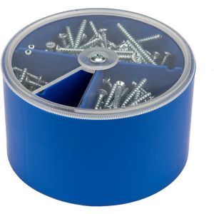 NGSUNISET.01, Kombi Geräteschrauben PZ1 / Schlitz (+/-) in der Schraubenbox (blau) gefüllt mit  je 100 Stück 15,25 und 40 mm (Preis 100 Boxen / Abgabe ab 1 Stück)