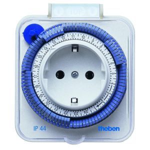 theben-timer 26 IP 44, Zeitprogrammstecker mit Spritzwasserschutz, 24 Stunden, weiß