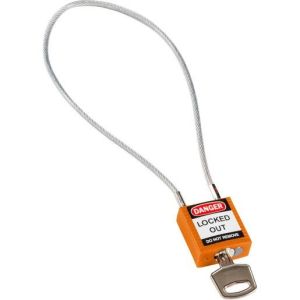 Compact Cable Padlock Orange 40cm KD, Kompakte Sicherheitsschlösser – mit Kabelbügel