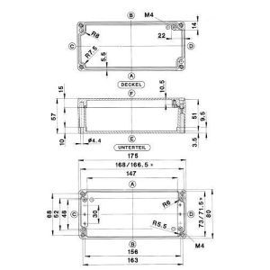 GEH.CA-170 UNL. VKS-SET, Aluminium Gehäuse Typ CA-170, ungewaschen, unlackiert, Zubehör lose, Außenmaß: 175 x 80 x 57 mm