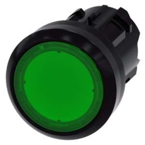 3SU1001-0AB40-0AA0, Drucktaster, beleuchtet, 22mm, rund, Kunststoff, grün, Druckknopf