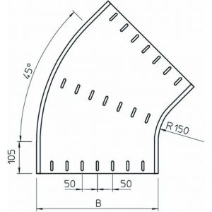 RB 45 650 FT Bogen 45° horizontal, runde Bauform 60x5