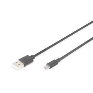 AK-300110-030-S, USB 2.0 Anschlusskabel, Typ A - micro B St/St 3.0m, USB 2.0 konform UL, sw