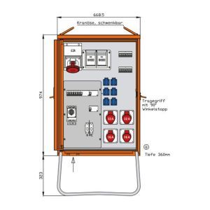 WV0436R1 Verteilerschrank 69kVA mit 2 RCDs Typ B