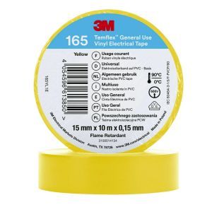 Temflex™165 15x10Yellow, 3M™ Temflex™ Vinyl-Isolierband 165, Gelb, 15 mm x 10 m