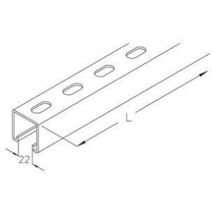 KHA 41-03F, Profilschiene gelocht 41/41X2,5