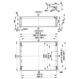 GEH.CA-450 UNL. VKS-SET, Aluminium Gehäuse Typ CA-450, ungewaschen, unlackiert, Zubehör lose, Außenmaß: 402,5 x 310 x 110 mm