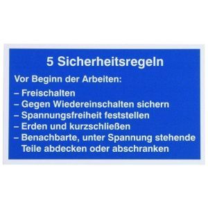 WHS 5 SR WuH-Schild  5 Sicherheitsregeln Werkstof