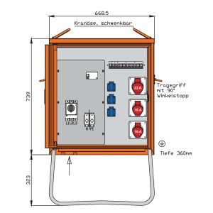 WV0280R1 Verteilerschrank 44kVA mit RCD Typ B, 6