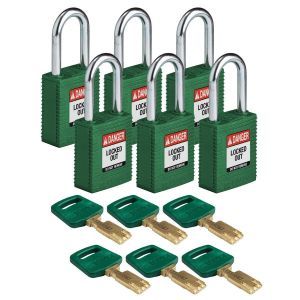 NYL-GRN-38ST-KD6PK SafeKey-Vorhängeschlösser ? Nylon