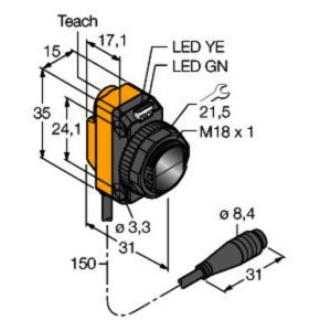 QS18EP6CV45Q Opto-Sensor, Winkellichttaster