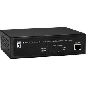 FEP-0511W90 5-Port Fast Ethernet PoE Switch, 802.3at