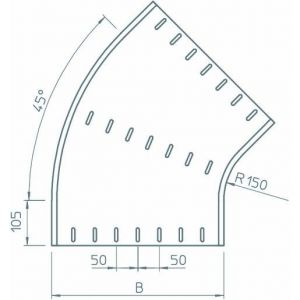 RB 45 640 FT Bogen 45° horizontal, runde Bauform 60x4