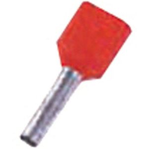 ICIAE18Z, Isolierte Zwillingsaderendhülse 2 x 1qmm 8 mm Länge verzinnt rot