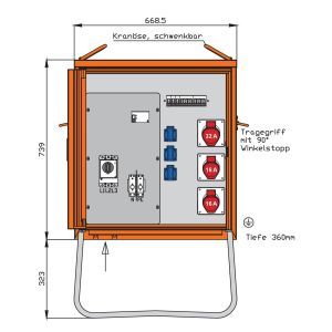 WV0270R1 Verteilerschrank 22kVA mit RCD Typ B, 5