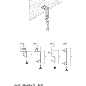 UM-26 Befestigungswinkel mit Loch 6,5mm 90 Gra