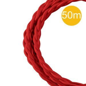 145041 Textilkabel Gedreht 3C 50M Rot