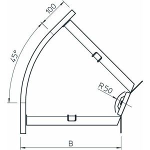 RB 45 830 FS Bogen 45° horizontal,mit Winkelverbinder