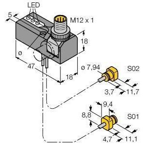 NI2-K08Q-0.095/0.11-BDS-2AP6X3-H1141/S34 Induktiver Sensor, Abfrageset für die S