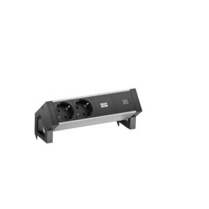 937.302 DESK2 ALU BLACK 2xCEE7/3 1xUSBC 30W 0,2m