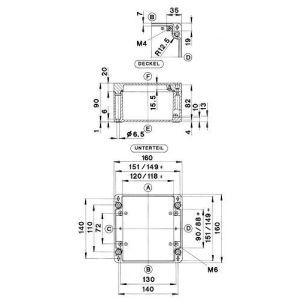 GEH.CA-280 UNL. VKS-SET, Aluminium Gehäuse Typ CA-280, ungewaschen, unlackiert, Zubehör lose, Außenmaß: 160 x 160 x 90 mm