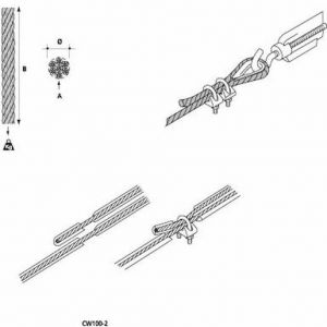 CW100-2 Drahtseil 7x7 Drähte, Durchm. 2mm, Länge