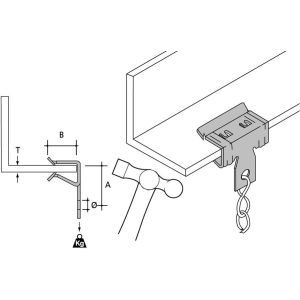 HAH-1420, Trägerklammer Drahtseil / Kettenaufhängung, Flanschstärke 14…20mm, M6