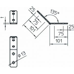 GMS 4 VW 45 FT Verbindungswinkel 45°, mit 4 Löchern 101