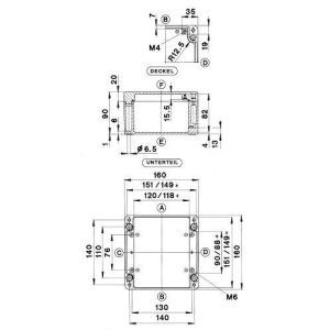 GEH.CA-270 UNL. VKS-SET, Aluminium Gehäuse Typ CA-270, ungewaschen, unlackiert, Zubehör lose, Außenmaß: 160 x 160 x 90 mm