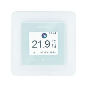 eTouch-mini white, Schaltereinbauthermostat mit Touchpad & Programm, weiß, 5 – 40 °C, 16 A, inkl. 2 Rahmen weiß und schwarz