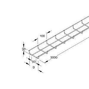 MT 30.300 V Gitterrinne, U-förmig, 30x300x3000 mm, D