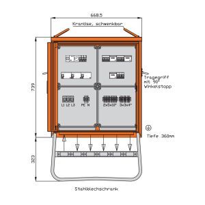 WV0260BER1 Beleuchtungsverteiler 35kVA mit 3 RCDs T