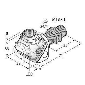 BI5-EM18WDTC-Y1X Induktiver Sensor, mit erweitertem Tempe