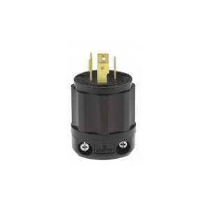 Leviton 2421-b, 20 Amp, 250 Volt 3-Phase, NEMA L15-20P, 3P, 4W, Locking Plug, Industrial Grade, Grounding, All Black – BLACK