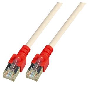 K5450.3, RJ45 Crossover Patchkabel SF/UTP,Cat.5e, CCA, 3m, grau (rote Tülle)