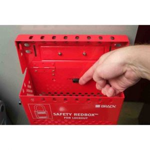 WALL-MOUNTABLE LOCKBOX W/ QUICK REL. RED, Safety Redbox Gruppenverschlusskasten – Rot