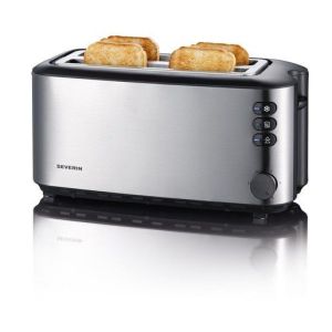 AT2509, Toaster, ca. 1400 W, integrierter Brötchen-Röstaufsatz, 4-Scheiben, Edelstahl-gebürstet-schwarz