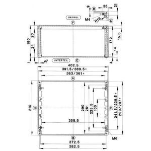 GEH.CA-460 UNL. VKS-SET, Aluminium Gehäuse Typ CA-460, ungewaschen, unlackiert, Zubehör lose, Außenmaß: 402,5 x 310 x 180 mm