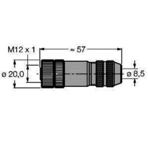 BMWS8151-8.5, M12 × 1 Rundsteckverbinder, Konfektionierbarer Steckverbinder, M12 × 1 Kupplung, gerade