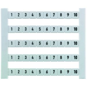 DEK 5 FWZ 1-10, Klemmenmarkierung, Raster in mm: 5.00, Aufgedruckte Zeichen: Zahlen, waagerecht, weiß