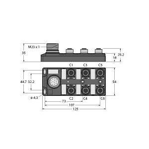 TB-6M12-4-CS12T Passiver Aktuator-/Sensor-Verteiler M12