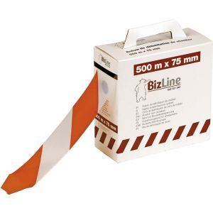 BIZ 351040, Rot/weißes Absperrband 75 mm x 500 m x 0.3 mm