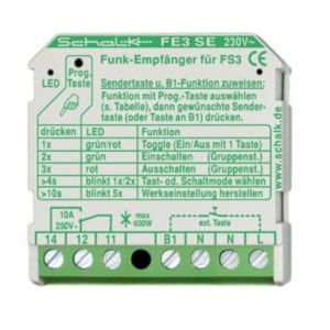 FE3 SE (230V AC), Funk-Empfängerschalter 1-Kanal 230V AC (UP), VO, 18.5mm (H)