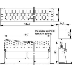 H02025A0241 19 Modulträger 1,5 HE inkl. Kabelabfangu