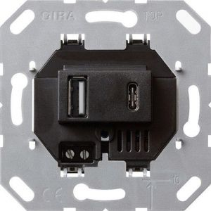 236900, USB-Spannungsvers. 2f Typ A/C Einsatz Schwarz