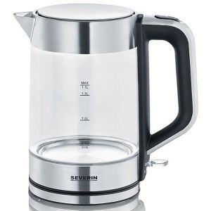 WK3420, Glas-Wasserkocher, ca. 2200 W, ca. 1,7 l, hochwertiges Gehäuse aus Edelstahl und Glas, 360° central-cordless-system, praktische und angenehme 1-Hand-